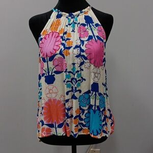 Rachel Roy super cute retro summer sleeveless top, size M, tassle ties in back
